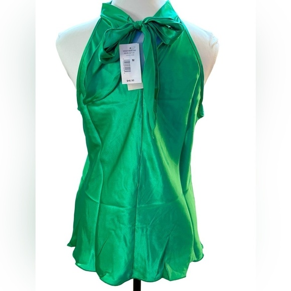 Tash + Sophie High Neck Halter Blouse in Emerald Green Satin - Size Medium 💚 - Picture 5 of 11